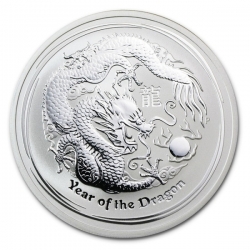 Stříbrná mince Lunar II, 1000g Rok draka 2012/Year of the Dragon