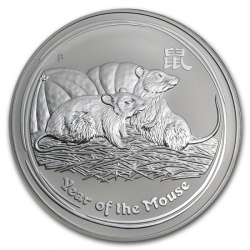 Stříbrná mince Lunar II, 1000g Rok krysy 2008/Year of the Mouse