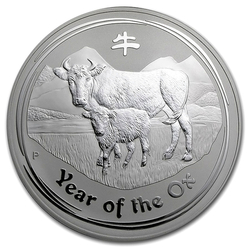 Stříbrná mince Lunar II, 1000g Rok buvola 2009/Year of the Ox