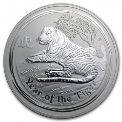 Stříbrná mince Lunar II, 1000g Rok tygra 2010/Year of the Tiger