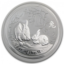 Stříbrná mince Lunar II, 1000g Rok králíka 2011/Year of the Rabbit