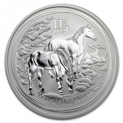 Stříbrná mince Lunar II, 1000g Rok koně 2014/Year of the Horse