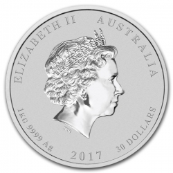 Stříbrná mince Lunar II, 1000g Rok kohouta 2017/Year of the Rooster