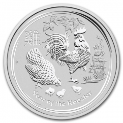 Stříbrná mince Lunar II, 1000g Rok kohouta 2017/Year of the Rooster