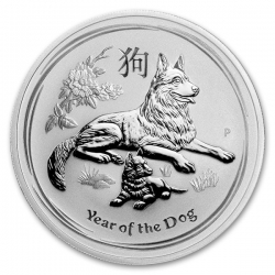 Stříbrná mince Lunar II, 1 Oz Rok psa 2018/Year of the Dog