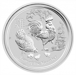 Stříbrná mince Lunar II, 1 Oz Rok kohouta 2017 / Year of the Rooster