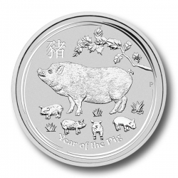 Stříbrná mince Lunar II, 1000g Rok vepře 2019/Year of the Pig