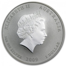Stříbrná mince Lunar 1 Oz Rok buvola 2009/Year of the Ox