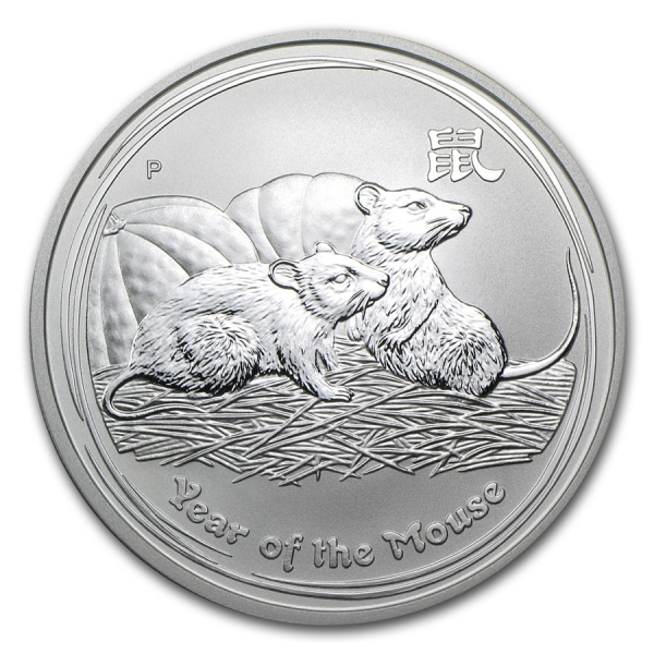 Stříbrná mince Lunar II, 1 Oz Rok krysy 2008/Year of the Mouse